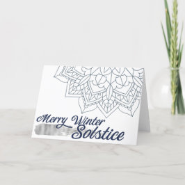 Cartão De Festividades Floco de neve Solstício de inverno Mandala Blue Si