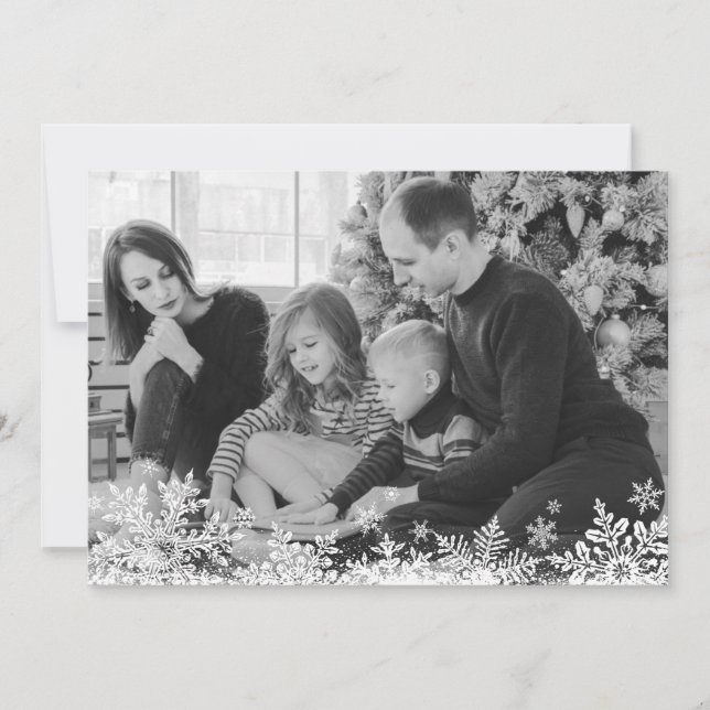 Cartão De Festividades Floco de neveFeliz de fotos personalizada e Natal  (Frente)