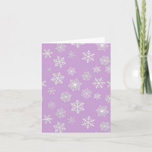 Cartão De Festividades Flocos de neve brancos contra lavanda suave