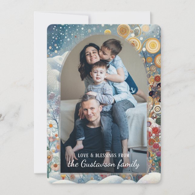 Cartão De Festividades Flocos de neve com Abstrato personalizados Flocos  (Frente)