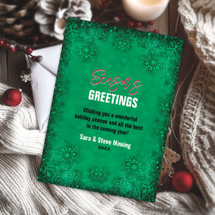 Cartão De Festividades Flocos de neve com brilho de turquesa elegante