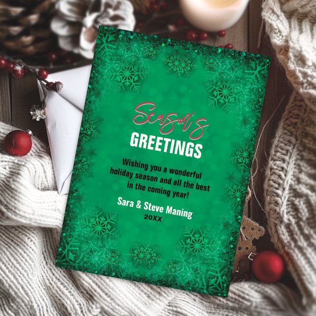 Cartão De Festividades Flocos de neve com brilho de turquesa elegante (Criador carregado)