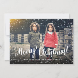 Cartão De Festividades Flocos de neve com script de Natal feliz personali