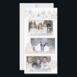 Cartão De Festividades Flocos de neve cor-de-rosa azul Dourada FOTO<br><div class="desc">Design de ornamento moderno em flocos de neve em cores claras pastéis; rosa, azul, branco e ouro. Cartão de colagem de fotos Feriado de Natal de família fácil de editar com FÉRIAS FELIZES ou MERRY CHRISTMAS ou DEIXE-O NEVE. Consulte itens correspondentes na coleção. Mande isso para sua família e amigos...</div>
