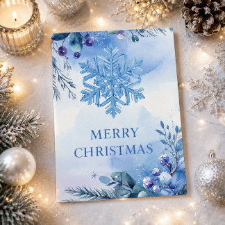 Cartão De Festividades Flocos de Neve de Inverno Feliz Natal Saudações de
