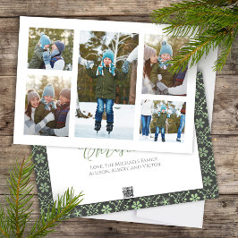 Cartão De Festividades Flocos de neve de Natal da Colagem de Fotos Elegan