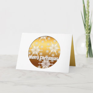 Cartão De Festividades Flocos de neve de Natal Dourado e alegre + poema