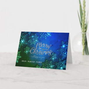 Cartão De Festividades Flocos de Neve Elegantes Feliz Natal