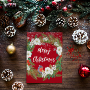 Cartão De Festividades Flocos de Neve Elegantes Flocos de Folhagem Fúria