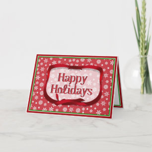 Cartão De Festividades Flocos de Neve em Fundo Vermelho