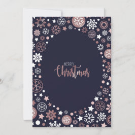 Cartão De Festividades Flocos de neve metálicos de inverno, rosa, de giz