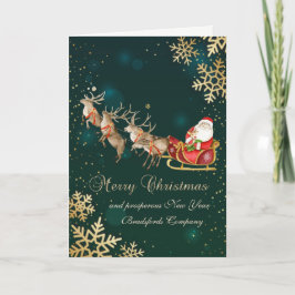 Cartão De Festividades Flocos de neve Papai Noel Rena Sleigh Feriado