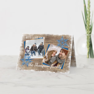 Cartão De Festividades Flocos de Neve Personalizados e Padrão de Tábuas d