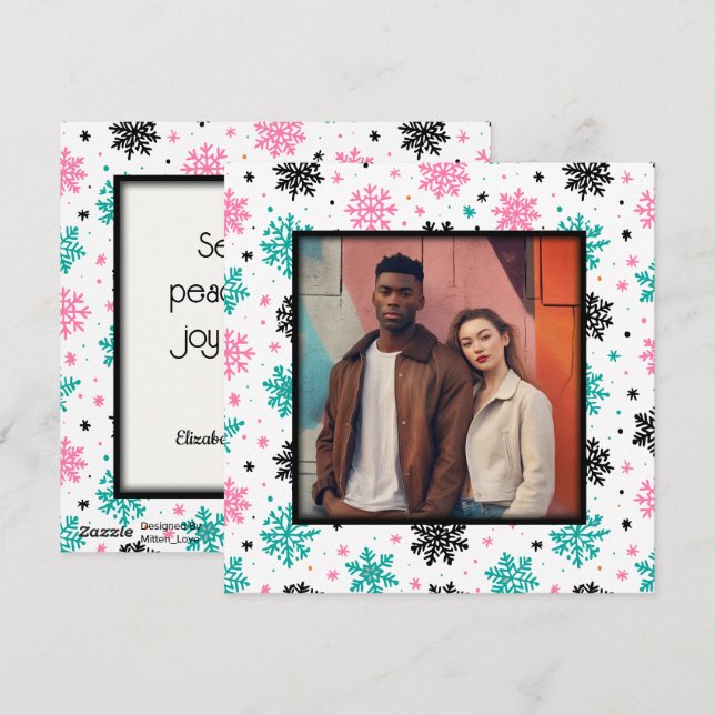 Cartão De Festividades Flocos de neve retrô (Frente/Verso)