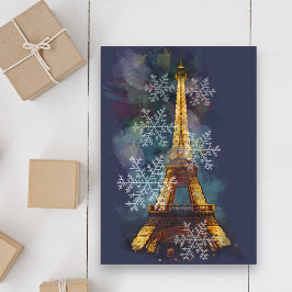 Cartão De Festividades Flocos de neve Torre Eiffel Paris inverno