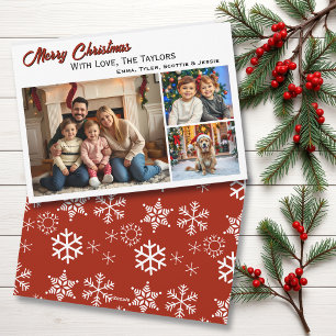 Cartão De Festividades Flocos de neve Três Fotos da Família Natal