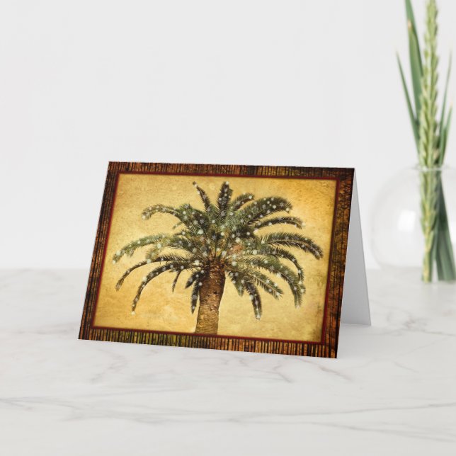 Cartão De Festividades Flocos de neve tropicais de w da palmeira do (Frente)