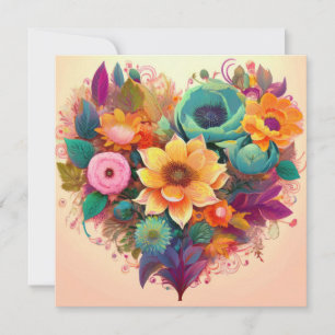 Cartão De Festividades Flor cardíaca AI
