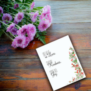Cartão De Festividades Flor de botânica em aquarela vermelha desejos