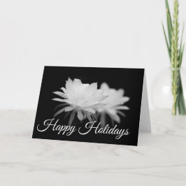 Cartão De Festividades Flor de cacto preta e branca Feliz Natal
