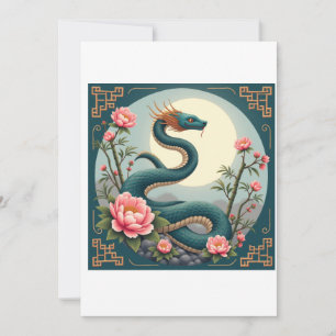 Cartão De Festividades Flor de lótus Cobra Azul