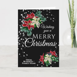 Cartão De Festividades Flor Floral de Poinsettia de Natal Elegante