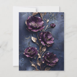 Cartão De Festividades Flor Roxo Vibrante em Fundo Azul Escuro