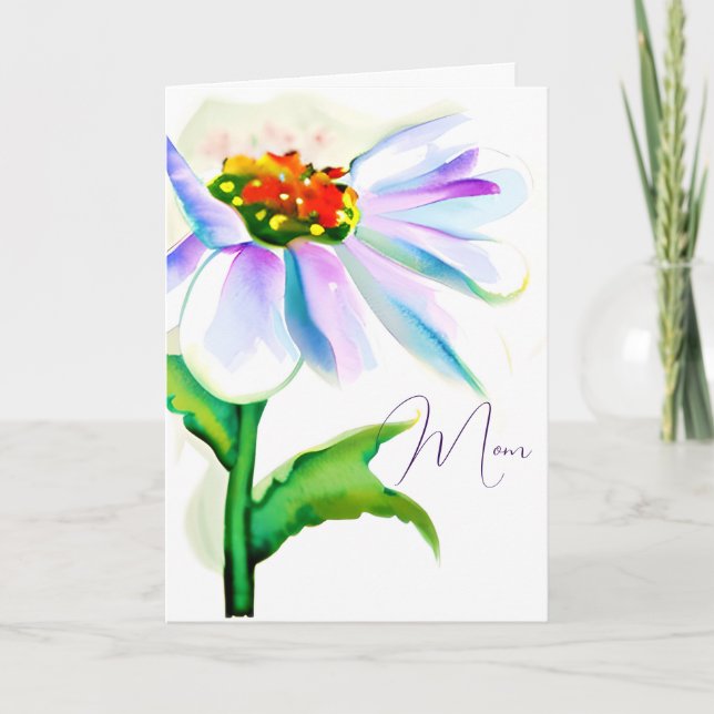 Cartão De Festividades Flor selvagem de aquarela roxa personalizada Dia d (Frente)