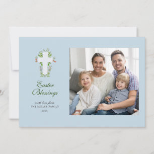 Cartão De Festividades Florais de Aquarela e Páscoa de Fotografias Cruzad