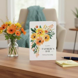 Cartão De Festividades Florais de Aquarela Pensando em você Dia de os pai