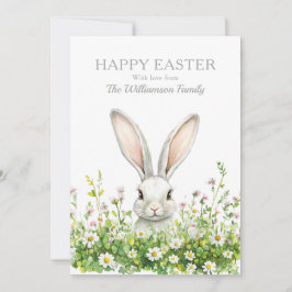 Cartão De Festividades Florais de coelho branco felz pascoa personalizado