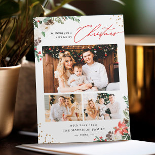 Cartão De Festividades Floral Botânico Inverno 3 Foto Natal