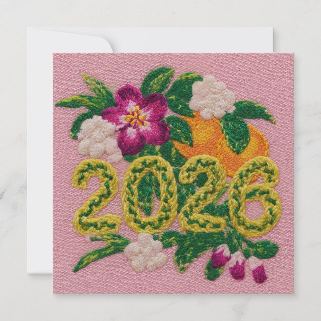 Cartão De Festividades Floral Cítrico Ano Novo 2026 (Frente)