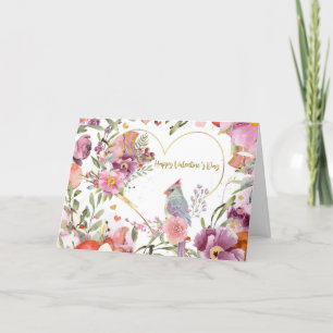 Cartão De Festividades Floral de Aquarela Bonito do dia de os namorados