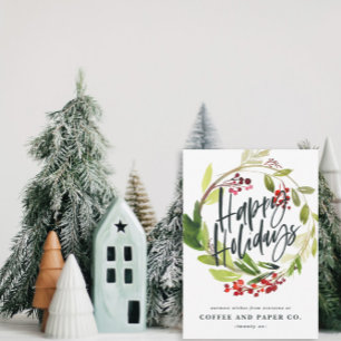 Cartão De Festividades Floral de aquarela Feliz Feriados