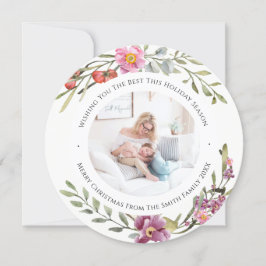 Cartão De Festividades Floral de Aquarela Moderna de Peony Rosa Elegante