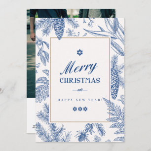 Cartão De Festividades Floral de Férias Azul Feriado em Foto LGBT