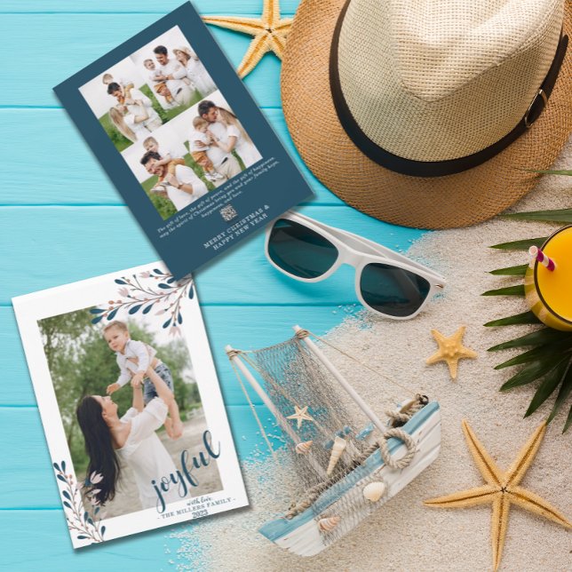 Cartão De Festividades Floral de Inverno Alegre | Foto  (Criador carregado)