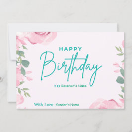 Cartão De Festividades Floral Digital Personalizado de Aniversário