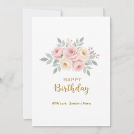 Cartão De Festividades Floral digital personalizável de aniversário