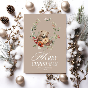 Cartão De Festividades Floral Elegante Aquarela Feliz Natal