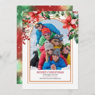 Cartão De Festividades Floral Greenery Crie sua própria foto personalizad