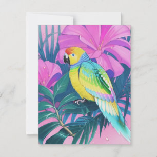 Cartão De Festividades Floral/Havaiano/Tropical/papagaio