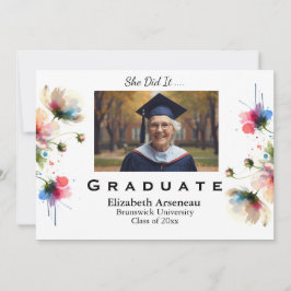 Cartão De Festividades Floral Pink Graduation Invitation Personalize