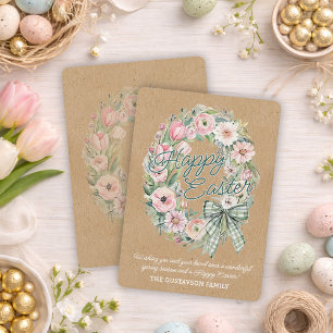 Cartão De Festividades Floral Rustico Personalizado de Páscoa - Rótulo Ve