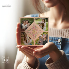 Cartão De Festividades Floral Soft peach kaleidoscopic Script Best Mom 