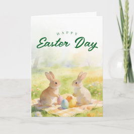 Cartão De Festividades Floral Watercolor Easter Bunny Spring Holiday
