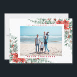 Cartão De Festividades Floral Winter Merry Christmas<br><div class="desc">Cartão Feriado de Natal Feliz de inverno Floral</div>