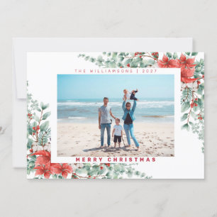 Cartão De Festividades Floral Winter Merry Christmas