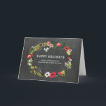 Cartão De Festividades Floral Wreath Daughter & Son no Natal de Direito<br><div class="desc">Feliz Natal de Férias para a filha e o filho em direito saudando o cartão no padrão rústico do quadro de chalkboard do país com a ilustração vintage floral wreath,  desejo à sua filha e ao seu marido bem nesta temporada de festas com este cartão de saudação vintage.</div>